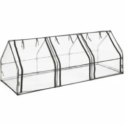 Relaxdays Serre De Jardin 3 Portes, Bâche En PVC, Pour Vos Plantations Précoces, HxLxP : 93 X 245 X 91 cm; Transparent -France Serre de jardin Soldes 2022 61313958 2