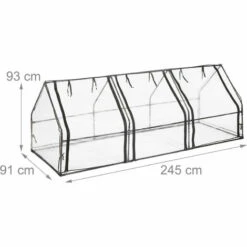 Relaxdays Serre De Jardin 3 Portes, Bâche En PVC, Pour Vos Plantations Précoces, HxLxP : 93 X 245 X 91 cm; Transparent -France Serre de jardin Soldes 2022 61313958 5