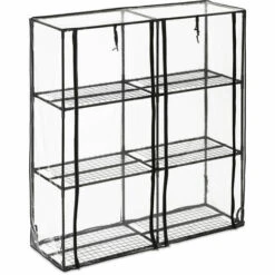 Relaxdays Serre De Jardin 6 étagères, Bâche PVC, Structure En Acier, 2 Portes, HLP : 152 X 143 X 45 cm, Transparent/noir -France Serre de jardin Soldes 2022 61313983 2