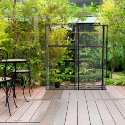 Relaxdays Serre De Jardin 6 étagères, Bâche PVC, Structure En Acier, 2 Portes, HLP : 152 X 143 X 45 cm, Transparent/noir -France Serre de jardin Soldes 2022 61313983 3