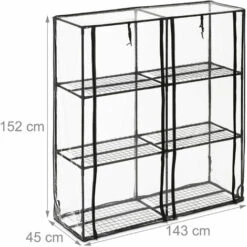 Relaxdays Serre De Jardin 6 étagères, Bâche PVC, Structure En Acier, 2 Portes, HLP : 152 X 143 X 45 cm, Transparent/noir -France Serre de jardin Soldes 2022 61313983 5