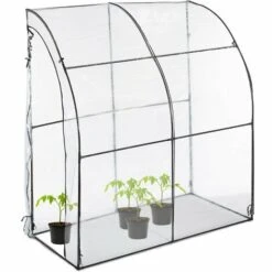 Relaxdays Serre De Jardin Pour Tomates, Bâche PVC, Facilement Accessible, HxLxP : 215 X 200 X 100 Cm, Transparent/noir