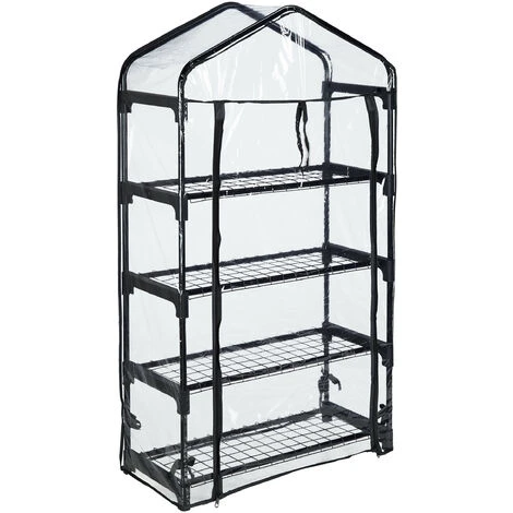 Relaxdays Serre Pour Balcon, Bâche En PVC, Structure Acier, 4 étagères, HxLxP : 125 X 69 X 29 cm, Noir/transparent 4 Relaxdays Serre Pour Balcon, Bâche En PVC, Structure Acier, 4 étagères, HxLxP : 125 X 69 X 29 cm, Noir/transparent – Image 2
