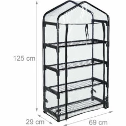 Relaxdays Serre Pour Balcon, Bâche En PVC, Structure Acier, 4 étagères, HxLxP : 125 X 69 X 29 cm, Noir/transparent 11 Relaxdays Serre Pour Balcon, Bâche En PVC, Structure Acier, 4 étagères, HxLxP : 125 X 69 X 29 cm, Noir/transparent -France Serre de jardin Soldes 2022 61314009 5
