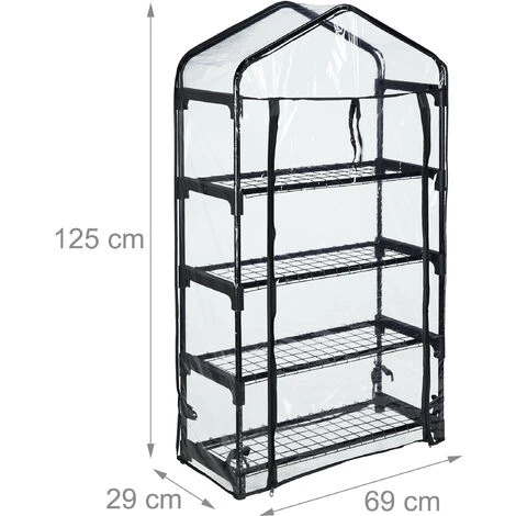 Relaxdays Serre Pour Balcon, Bâche En PVC, Structure Acier, 4 étagères, HxLxP : 125 X 69 X 29 cm, Noir/transparent 7 Relaxdays Serre Pour Balcon, Bâche En PVC, Structure Acier, 4 étagères, HxLxP : 125 X 69 X 29 cm, Noir/transparent – Image 5