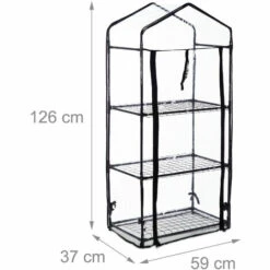 Relaxdays Serre Pour Balcon, Bâche En PVC, Structure En Acier, 3étagères, HxLxP : 126 X 59 X 37 cm; Noir/transparent -France Serre de jardin Soldes 2022 61314034 5