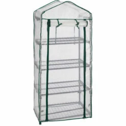 Relaxdays Serre De Balcon, Métal & Bâche En PE, Avec Portes Et Filet, H X L X P : 159 X 70 X 49 cm, Vert/blanc