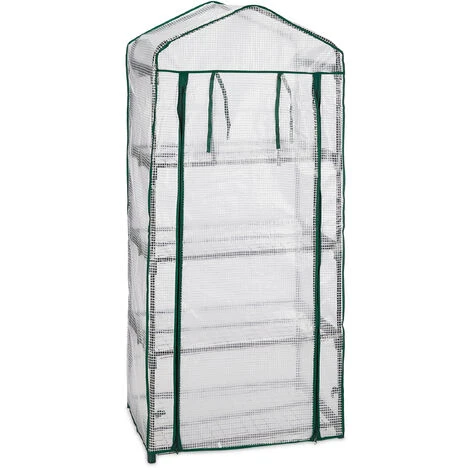 Relaxdays Serre De Balcon, Métal & Bâche En PE, Avec Portes Et Filet, H X L X P : 159 X 70 X 49 cm, Vert/blanc 4 Relaxdays Serre De Balcon, Métal & Bâche En PE, Avec Portes Et Filet, H X L X P : 159 X 70 X 49 cm, Vert/blanc – Image 2