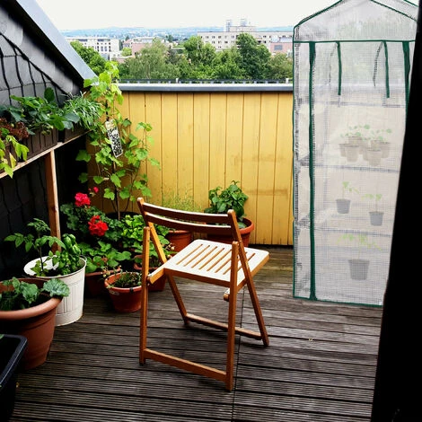 Relaxdays Serre De Balcon, Métal & Bâche En PE, Avec Portes Et Filet, H X L X P : 159 X 70 X 49 cm, Vert/blanc 6 Relaxdays Serre De Balcon, Métal & Bâche En PE, Avec Portes Et Filet, H X L X P : 159 X 70 X 49 cm, Vert/blanc – Image 4