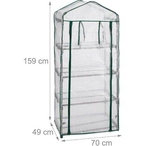 Relaxdays Serre De Balcon, Métal & Bâche En PE, Avec Portes Et Filet, H X L X P : 159 X 70 X 49 cm, Vert/blanc 7 Relaxdays Serre De Balcon, Métal & Bâche En PE, Avec Portes Et Filet, H X L X P : 159 X 70 X 49 cm, Vert/blanc – Image 5