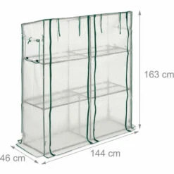 Relaxdays Petite Serre, 4 étagères, 2 Portes Et Fenêtres, Toit Incliné, En PE, HxLxP : 162 X 143 X 46 Cm, Blanc -France Serre de jardin Soldes 2022 61314105 5