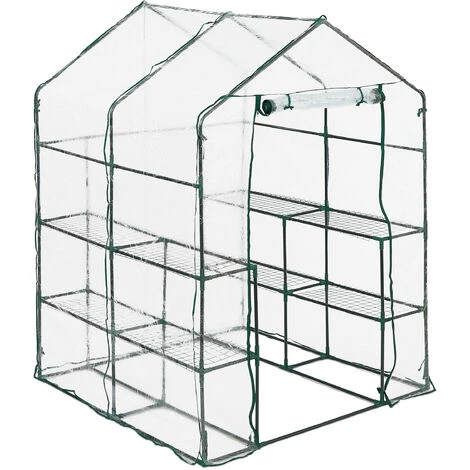 Relaxdays Serre De Jardin, Avec Bâche En PVC, 8 étages, à Taille Humaine, HLP : 195x143x143 cm, Vert/transparent 3 Relaxdays Serre De Jardin, Avec Bâche En PVC, 8 étages, à Taille Humaine, HLP : 195x143x143 cm, Vert/transparent