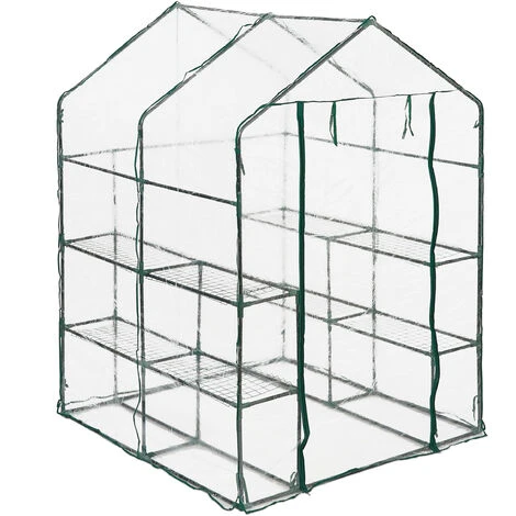 Relaxdays Serre De Jardin, Avec Bâche En PVC, 8 étages, à Taille Humaine, HLP : 195x143x143 cm, Vert/transparent 4 Relaxdays Serre De Jardin, Avec Bâche En PVC, 8 étages, à Taille Humaine, HLP : 195x143x143 cm, Vert/transparent – Image 2