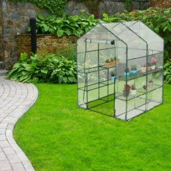 Relaxdays Serre De Jardin, Avec Bâche En PVC, 8 étages, à Taille Humaine, HLP : 195x143x143 cm, Vert/transparent 9 Relaxdays Serre De Jardin, Avec Bâche En PVC, 8 étages, à Taille Humaine, HLP : 195x143x143 cm, Vert/transparent -France Serre de jardin Soldes 2022 61314172 3