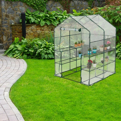 Relaxdays Serre De Jardin, Avec Bâche En PVC, 8 étages, à Taille Humaine, HLP : 195x143x143 cm, Vert/transparent 5 Relaxdays Serre De Jardin, Avec Bâche En PVC, 8 étages, à Taille Humaine, HLP : 195x143x143 cm, Vert/transparent – Image 3