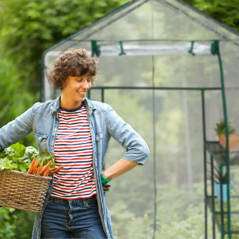 Relaxdays Serre De Jardin, Avec Bâche En PVC, 8 étages, à Taille Humaine, HLP : 195x143x143 cm, Vert/transparent 6 Relaxdays Serre De Jardin, Avec Bâche En PVC, 8 étages, à Taille Humaine, HLP : 195x143x143 cm, Vert/transparent – Image 4