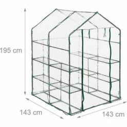Relaxdays Serre De Jardin, Avec Bâche En PVC, 8 étages, à Taille Humaine, HLP : 195x143x143 cm, Vert/transparent 11 Relaxdays Serre De Jardin, Avec Bâche En PVC, 8 étages, à Taille Humaine, HLP : 195x143x143 cm, Vert/transparent -France Serre de jardin Soldes 2022 61314172 5