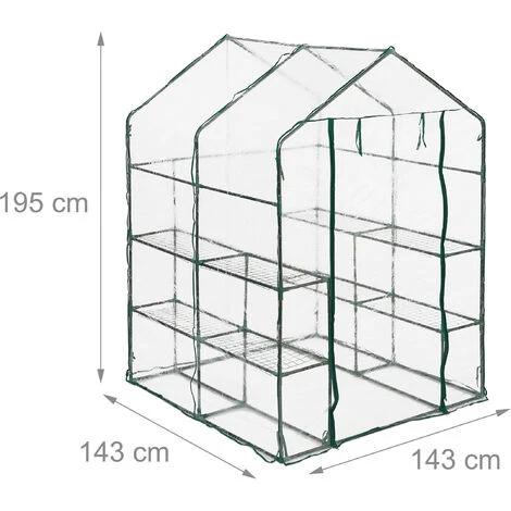 Relaxdays Serre De Jardin, Avec Bâche En PVC, 8 étages, à Taille Humaine, HLP : 195x143x143 cm, Vert/transparent 7 Relaxdays Serre De Jardin, Avec Bâche En PVC, 8 étages, à Taille Humaine, HLP : 195x143x143 cm, Vert/transparent – Image 5