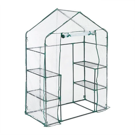 Relaxdays Serre De Jardin, Avec Bâche En PVC, 4 étages, à Taille Humaine, H X L X P : 195x143x73 cm, Vert/transparent 3 Relaxdays Serre De Jardin, Avec Bâche En PVC, 4 étages, à Taille Humaine, H X L X P : 195x143x73 cm, Vert/transparent