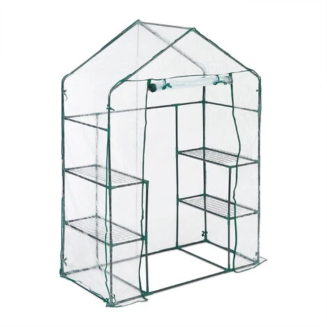 Relaxdays Serre De Jardin, Avec Bâche En PVC, 4 étages, à Taille Humaine, H X L X P : 195x143x73 cm, Vert/transparent 4 Relaxdays Serre De Jardin, Avec Bâche En PVC, 4 étages, à Taille Humaine, H X L X P : 195x143x73 cm, Vert/transparent – Image 2