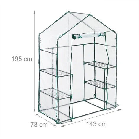 Relaxdays Serre De Jardin, Avec Bâche En PVC, 4 étages, à Taille Humaine, H X L X P : 195x143x73 cm, Vert/transparent 7 Relaxdays Serre De Jardin, Avec Bâche En PVC, 4 étages, à Taille Humaine, H X L X P : 195x143x73 cm, Vert/transparent – Image 5
