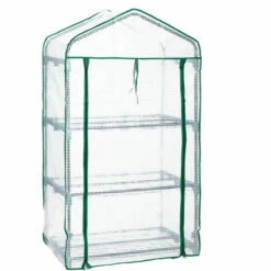 Relaxdays Serre De Balcon, Métal Et PE, 3 Niveaux, Avec Bâche, H X L X P : 127 X 69 X 49 cm, Vert/blanc -France Serre de jardin Soldes 2022 61314337 2