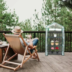 Relaxdays Serre De Balcon, Métal Et PE, 3 Niveaux, Avec Bâche, H X L X P : 127 X 69 X 49 cm, Vert/blanc -France Serre de jardin Soldes 2022 61314337 3