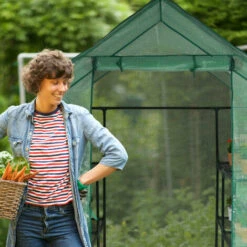 Relaxdays Grande Serre De Jardin, Avec Bâche En PE, Fer, 8 étages, H X L X P : 195 X 145 X 145 cm, Vert -France Serre de jardin Soldes 2022 61314394 4