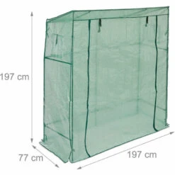 Relaxdays Serre De Jardin, Toit Incliné, Porte Avec Fermeture éclair, 2 Fenêtres, PE, HxLxP : 197 X 197 X 77 cm, Vert -France Serre de jardin Soldes 2022 63553729 5