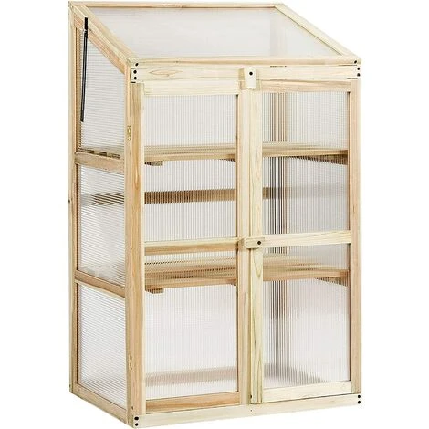 GIANTEX Serre De Jardin En Bois De Sapin, Mini Serre Balcon Pour Plantes, Serre Solide En Polycarbonate Transparent,avec Lumière Appropriée,pour Balcon Jardin Terrasse, Naturelle (60x45x100CM) 4 GIANTEX Serre De Jardin En Bois De Sapin, Mini Serre Balcon Pour Plantes, Serre Solide En Polycarbonate Transparent,avec Lumière Appropriée,pour Balcon Jardin Terrasse, Naturelle (60x45x100CM) – Image 2