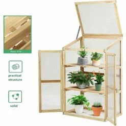GIANTEX Serre De Jardin En Bois De Sapin, Mini Serre Balcon Pour Plantes, Serre Solide En Polycarbonate Transparent,avec Lumière Appropriée,pour Balcon Jardin Terrasse, Naturelle (60x45x100CM) 10 GIANTEX Serre De Jardin En Bois De Sapin, Mini Serre Balcon Pour Plantes, Serre Solide En Polycarbonate Transparent,avec Lumière Appropriée,pour Balcon Jardin Terrasse, Naturelle (60x45x100CM) -France Serre de jardin Soldes 2022 63737916 4