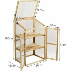 GIANTEX Serre De Jardin En Bois De Sapin, Mini Serre Balcon Pour Plantes, Serre Solide En Polycarbonate Transparent,avec Lumière Appropriée,pour Balcon Jardin Terrasse, Naturelle (60x45x100CM) 11 GIANTEX Serre De Jardin En Bois De Sapin, Mini Serre Balcon Pour Plantes, Serre Solide En Polycarbonate Transparent,avec Lumière Appropriée,pour Balcon Jardin Terrasse, Naturelle (60x45x100CM) -France Serre de jardin Soldes 2022 63737916 5