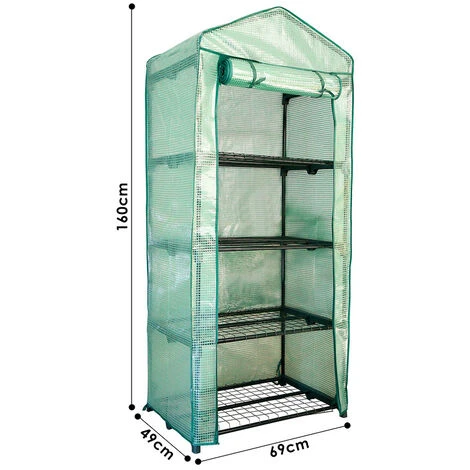 TolleTour Serre De Jardin Balcon étagère Serre 4 Niveaux 0,7L X 0,5l X 1,6H M Acier Galvanisé Bâche Amovible PE Haute Densité Vert - Vert 4 TolleTour Serre De Jardin Balcon étagère Serre 4 Niveaux 0,7L X 0,5l X 1,6H M Acier Galvanisé Bâche Amovible PE Haute Densité Vert - Vert – Image 2