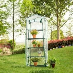 FOZIY PVC Couvercle, Serre De Jardin, Avec Bâche Amovible Balcon Terrasse Tente, Étanche Et Anti-UV, Pour Faire Pousser Et Protéger Plantes (Non Compris Le Support En Fer)vert，Fonepro -France Serre de jardin Soldes 2022 63839444 4