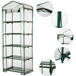 FOZIY PVC Couvercle, Serre De Jardin, Avec Bâche Amovible Balcon Terrasse Tente, Étanche Et Anti-UV, Pour Faire Pousser Et Protéger Plantes (Non Compris Le Support En Fer)vert，Fonepro -France Serre de jardin Soldes 2022 63839444 5