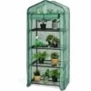 RELAX4LIFE Serre De Jardin à 4 Étagères Amovibles Avec Couverture PVC/PE, Cadre En Acier Film Plastique Résistant Avec Porte Enroulable Zippée(70x49x159cm, Vert)