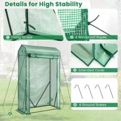 RELAX4LIFE Serre De Jardin Avec Couverture PE Cadre En Acier Film Plastique Résistant Avec Porte Enroulable Zippée, Serre Avec Piquets Pour Jardin Balcon Légumes Fleurs(100x50x170cm, Vert) 10 RELAX4LIFE Serre De Jardin Avec Couverture PE Cadre En Acier Film Plastique Résistant Avec Porte Enroulable Zippée, Serre Avec Piquets Pour Jardin Balcon Légumes Fleurs(100x50x170cm, Vert) -France Serre de jardin Soldes 2022 64129943 4