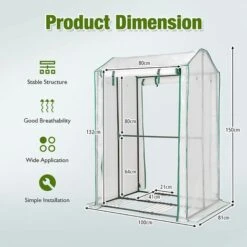 RELAX4LIFE Serre De Jardin Avec Couverture PE Cadre En Acier Film Plastique Résistant Avec Porte Enroulable Zippée, Serre Avec Piquets Pour Jardin Balcon Légumes Fleurs(100x80x150cm, Transparent) -France Serre de jardin Soldes 2022 64130109 3