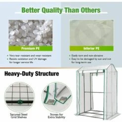 RELAX4LIFE Serre De Jardin Avec Couverture PE Cadre En Acier Film Plastique Résistant Avec Porte Enroulable Zippée, Serre Avec Piquets Pour Jardin Balcon Légumes Fleurs(100x80x150cm, Transparent) -France Serre de jardin Soldes 2022 64130109 5