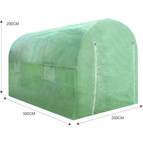 MONSTER SHOP Serre De Jardin Polytunnel Fenêtres Portes Galvanisés Couverture En PE Cadre En Métal Extérieur Plantes Diamètre 19mm | 3m X 2m - Vert 7 MONSTER SHOP Serre De Jardin Polytunnel Fenêtres Portes Galvanisés Couverture En PE Cadre En Métal Extérieur Plantes Diamètre 19mm | 3m X 2m - Vert – Image 5
