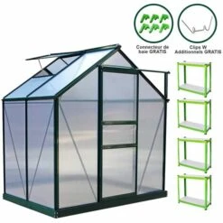 MONSTER SHOP Serre De Jardin Avec Base & Étagères 1.9mx1.2m - Vert