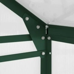 MONSTER SHOP Serre De Jardin Avec Base 1.9mx3.1m Cadre Aluminium Avec Fenêtre Et Porte Coulissante Jardinerie Plantes & Étagères - Vert -France Serre de jardin Soldes 2022 64910136 4