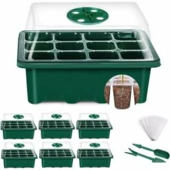 OSQI Mini Serre Pour Plantes, 6 Pièces 72 Cellules Plateau De Semis D'intérieur Plateau De Semis Boîte De Culture De Pépinière Avec Couverture Durable Et Ventilation