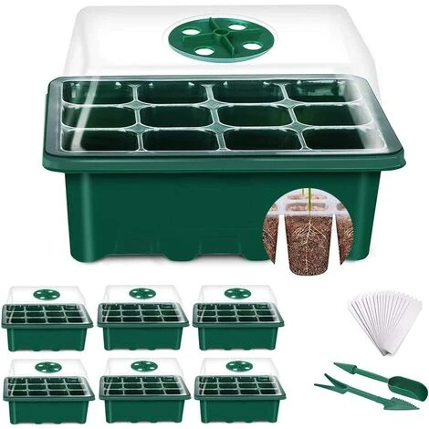 OSQI Mini Serre Pour Plantes, 6 Pièces 72 Cellules Plateau De Semis D'intérieur Plateau De Semis Boîte De Culture De Pépinière Avec Couverture Durable Et Ventilation 3 OSQI Mini Serre Pour Plantes, 6 Pièces 72 Cellules Plateau De Semis D'intérieur Plateau De Semis Boîte De Culture De Pépinière Avec Couverture Durable Et Ventilation