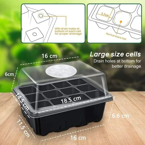 OSQI Mini Serre Pour Plantes, 6 Pièces 72 Cellules Plateau De Semis D'intérieur Plateau De Semis Boîte De Culture De Pépinière Avec Couverture Durable Et Ventilation 4 OSQI Mini Serre Pour Plantes, 6 Pièces 72 Cellules Plateau De Semis D'intérieur Plateau De Semis Boîte De Culture De Pépinière Avec Couverture Durable Et Ventilation – Image 2