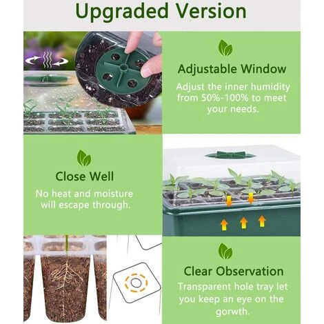 OSQI Mini Serre Pour Plantes, 6 Pièces 72 Cellules Plateau De Semis D'intérieur Plateau De Semis Boîte De Culture De Pépinière Avec Couverture Durable Et Ventilation 5 OSQI Mini Serre Pour Plantes, 6 Pièces 72 Cellules Plateau De Semis D'intérieur Plateau De Semis Boîte De Culture De Pépinière Avec Couverture Durable Et Ventilation – Image 3