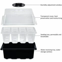 OSQI Plateau De Semis, Mini Plateaux De Germination Pour Plantes De Serre Avec Couvercle, Pots De Culture D'intérieur, Plateau De Semis Pour Démarrer La Croissance De La Germination En Serre (lot De 10) -France Serre de jardin Soldes 2022 65501973 4
