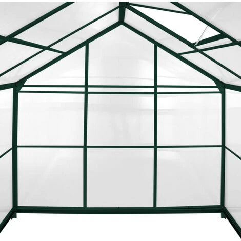 MONSTER SHOP Serre De Jardin Avec Base 1.9mx2.5m Cadre Aluminium Avec Fenêtre Et Porte Coulissante Jardinerie Plantes & Étagères - Vert 7 MONSTER SHOP Serre De Jardin Avec Base 1.9mx2.5m Cadre Aluminium Avec Fenêtre Et Porte Coulissante Jardinerie Plantes & Étagères - Vert – Image 5
