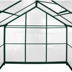 MONSTER SHOP Serre De Jardin Avec Base 1.9mx1.9m Cadre Aluminium Avec Fenêtre Et Porte Coulissante Jardinerie Plantes Vert - Vert -France Serre de jardin Soldes 2022 65722075 3