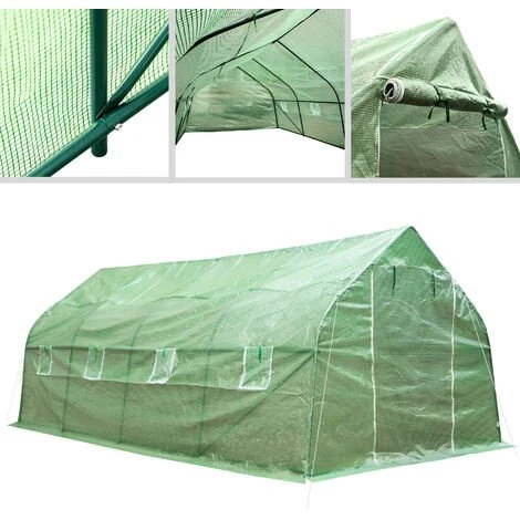 TECTAKE Serre Tunnel De Jardin 18 M² Avec 1 Bâche En Polyéthylène Vert - Vert 7 TECTAKE Serre Tunnel De Jardin 18 M² Avec 1 Bâche En Polyéthylène Vert - Vert – Image 5